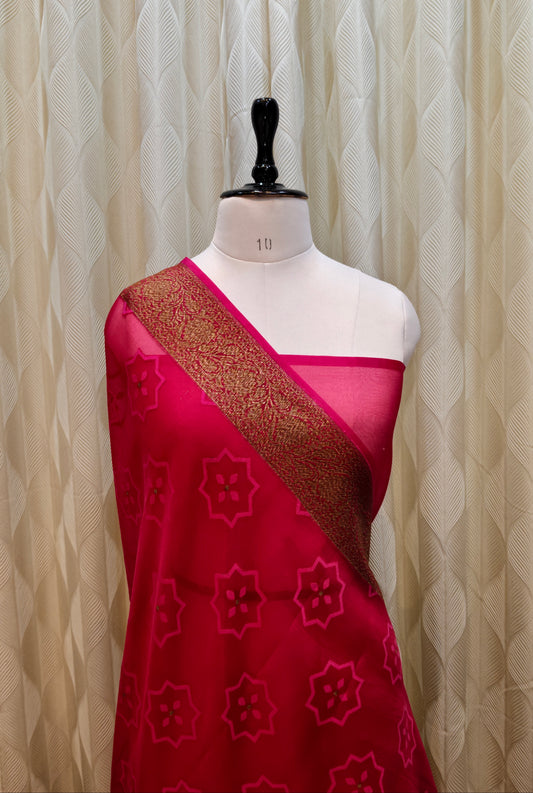 PURE KORA/ORGANZA BANARASI HANDLOOM SAREE